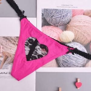 🥰Sexy Hot Pink Thongs With Heart Cut Out in Small